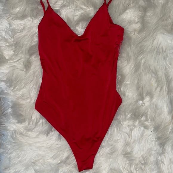 Red silk bodysuit Clearance